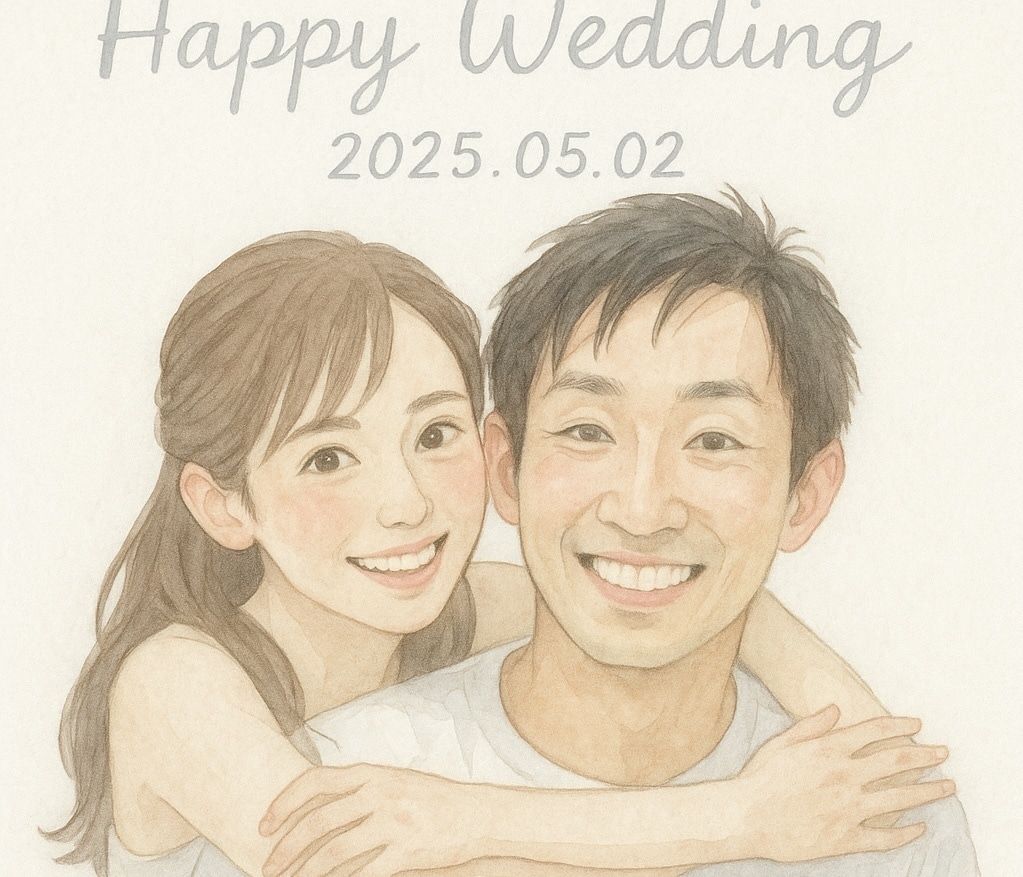 水彩風の優しい似顔絵描きます ふんわり温かい水彩似顔絵を提供いたします♡ イメージ1