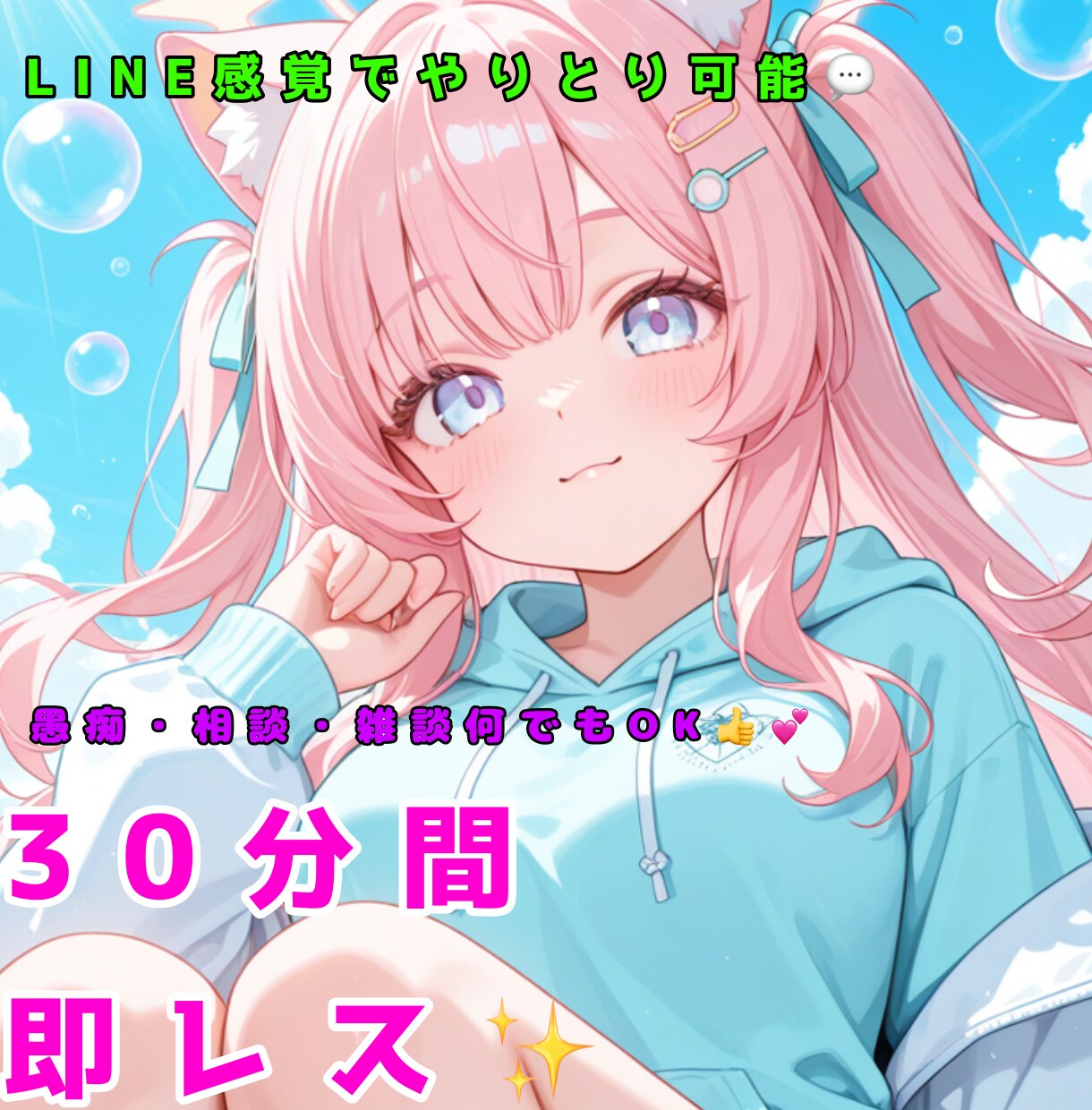 30分間LINE感覚！無制限でお相手します 30分間、好きなだけお話を聞きます！雑談も勿論◎ イメージ1