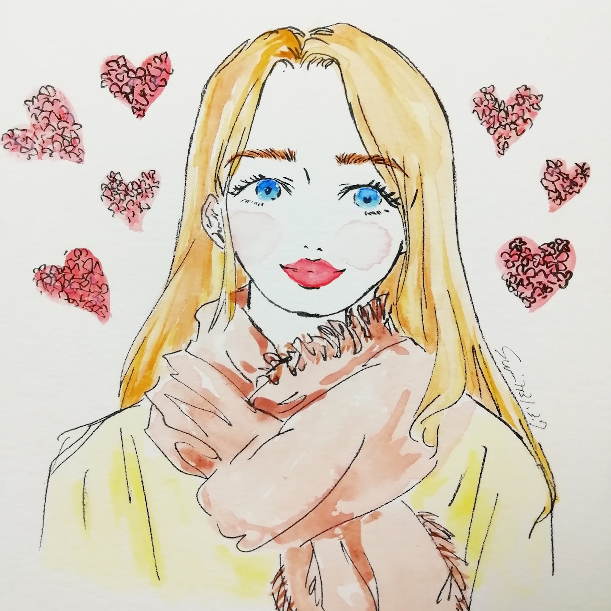 女の子、フードイラスト描きます アナログで水彩イラスト！カッコカワイイ女の子と食べ物！ イメージ2