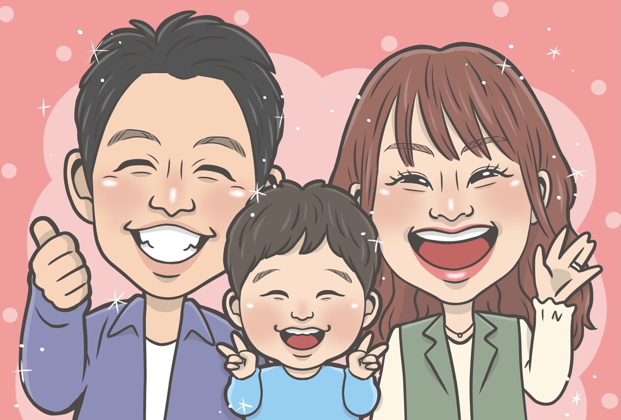 笑顔満開!幸せいっぱいの似顔絵をお届けします 即日対応可⭐︎急にプレゼントが必要になった!という方は是非♩ イメージ1