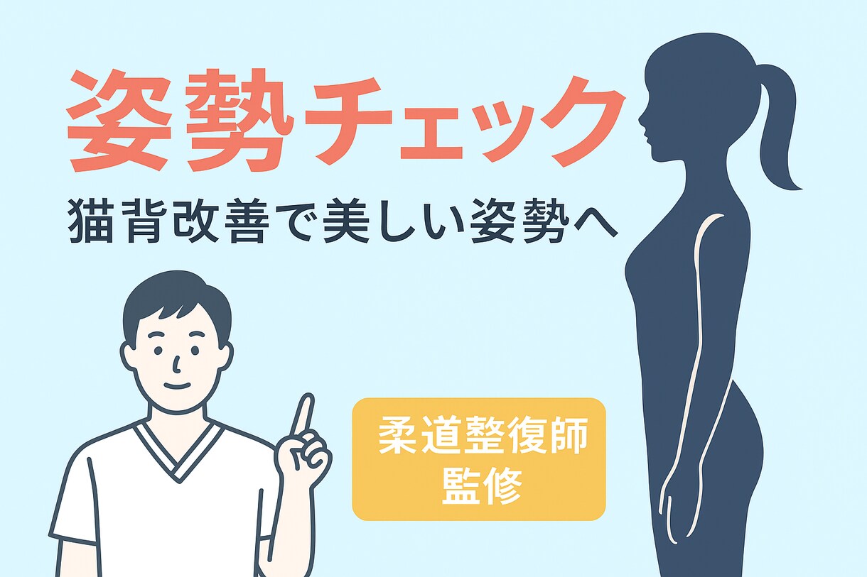 美姿勢分析＆セルフケアをアドバイスします 経験豊富な柔道整復師が猫背・巻き肩・反り腰など歪みをチェック イメージ1