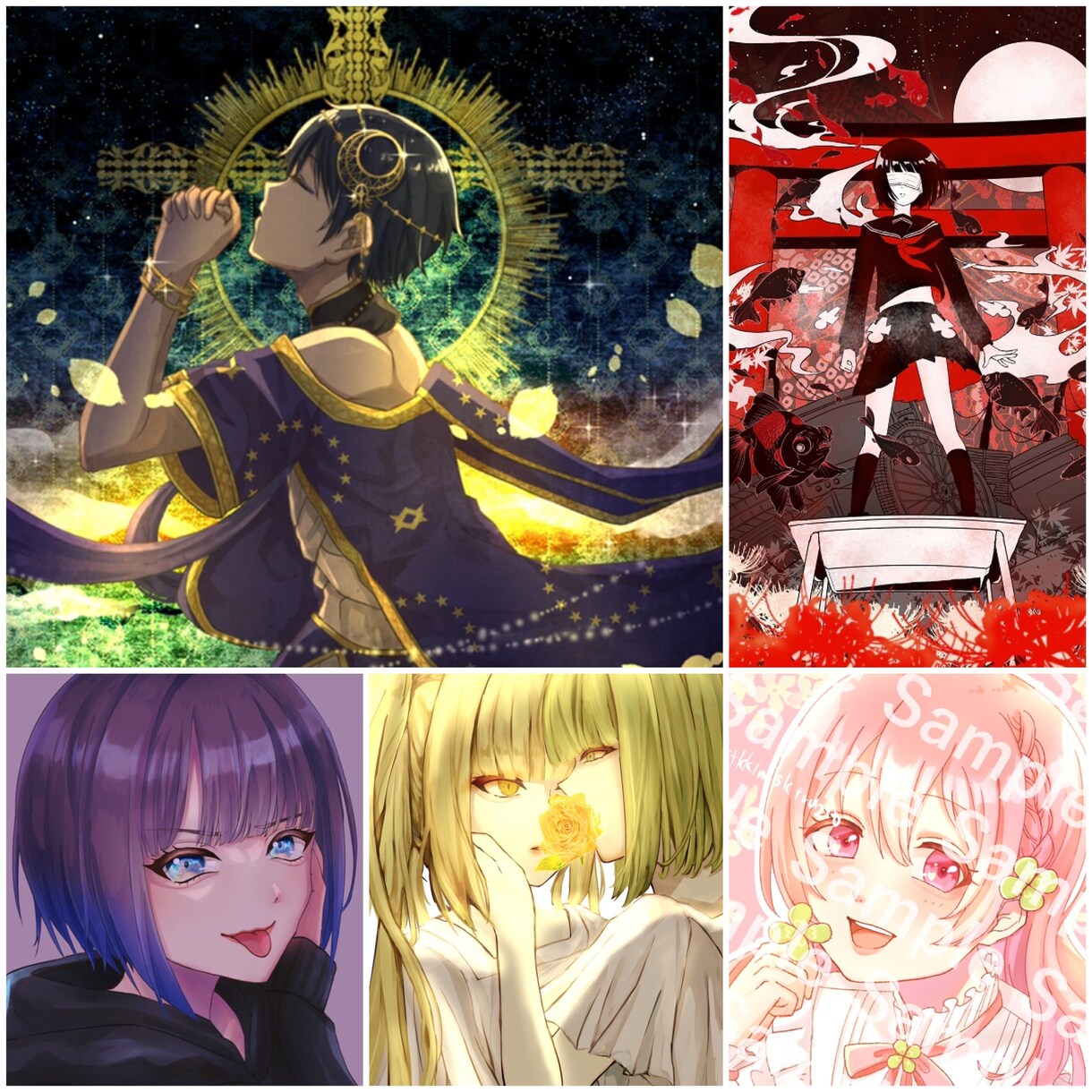 アイコン、1枚絵、夢絵、動画のサムネを作成します アイコン絵、1枚絵、夢絵、動画や配信のサムネイル画像等も作成 イメージ5