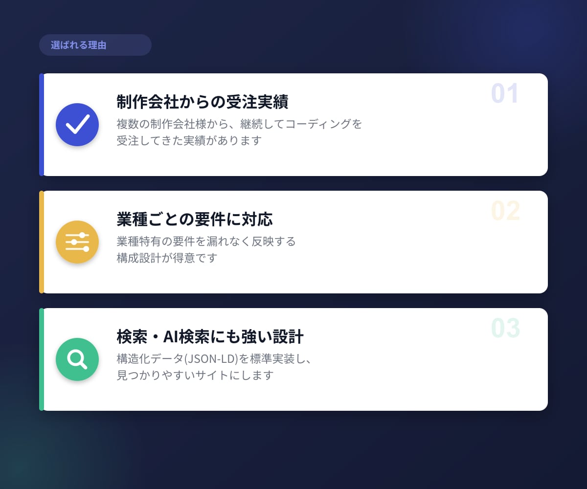 制作会社からの受注実績でLP制作します 初めてのLP制作も、要件整理からきちんと対応 イメージ3