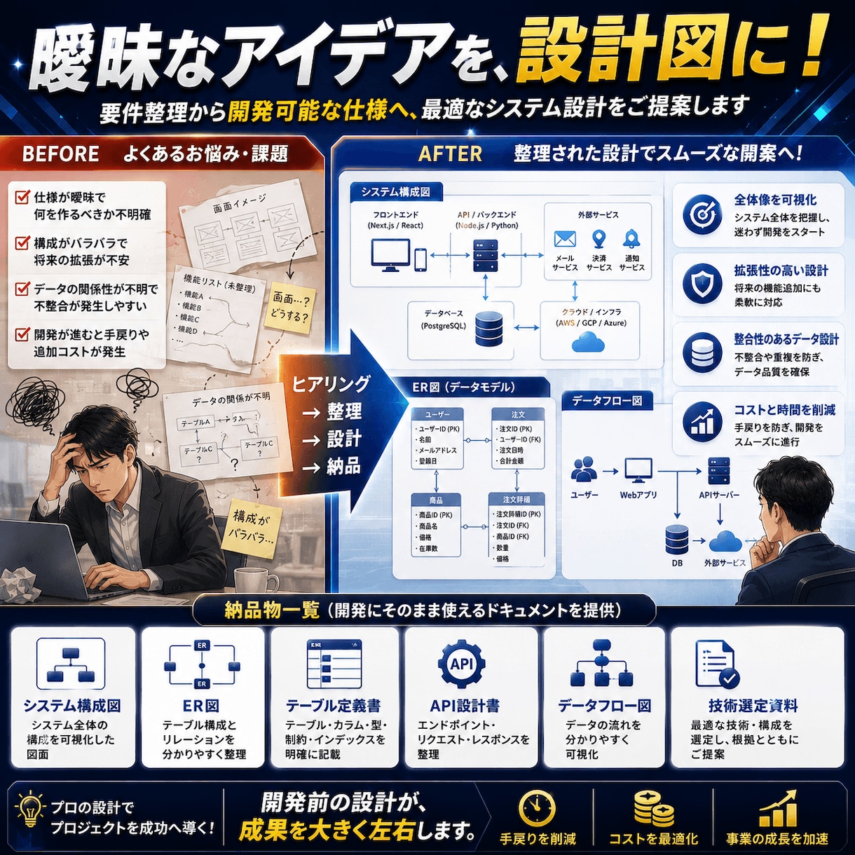 システム・データベース設計を支援します 要件整理から構成設計・ER図作成まで一貫対応 イメージ3