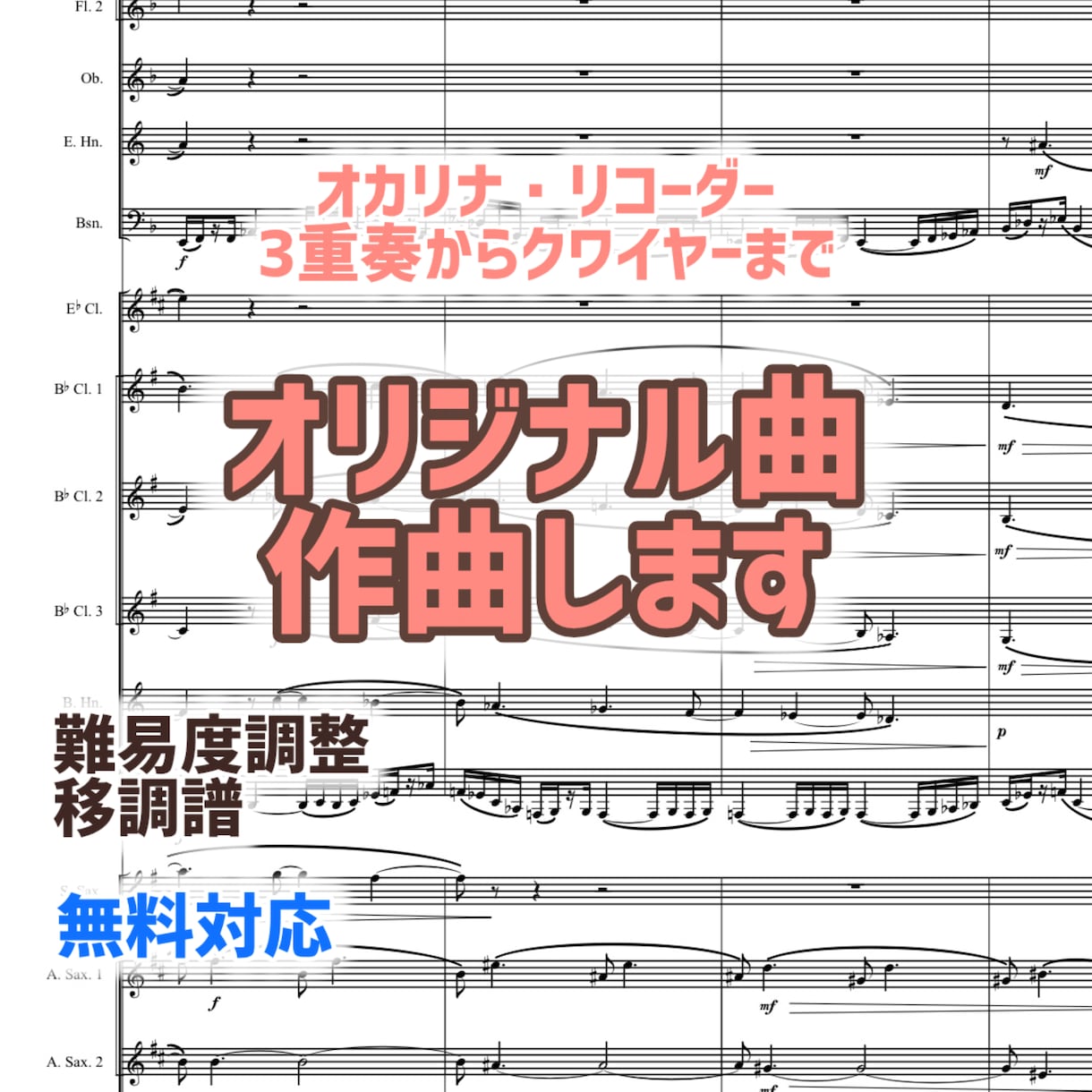 オカリナ・リコーダーのオリジナル曲を作曲します 様々な演奏シーンにお応え！作曲首席卒が制作 イメージ1