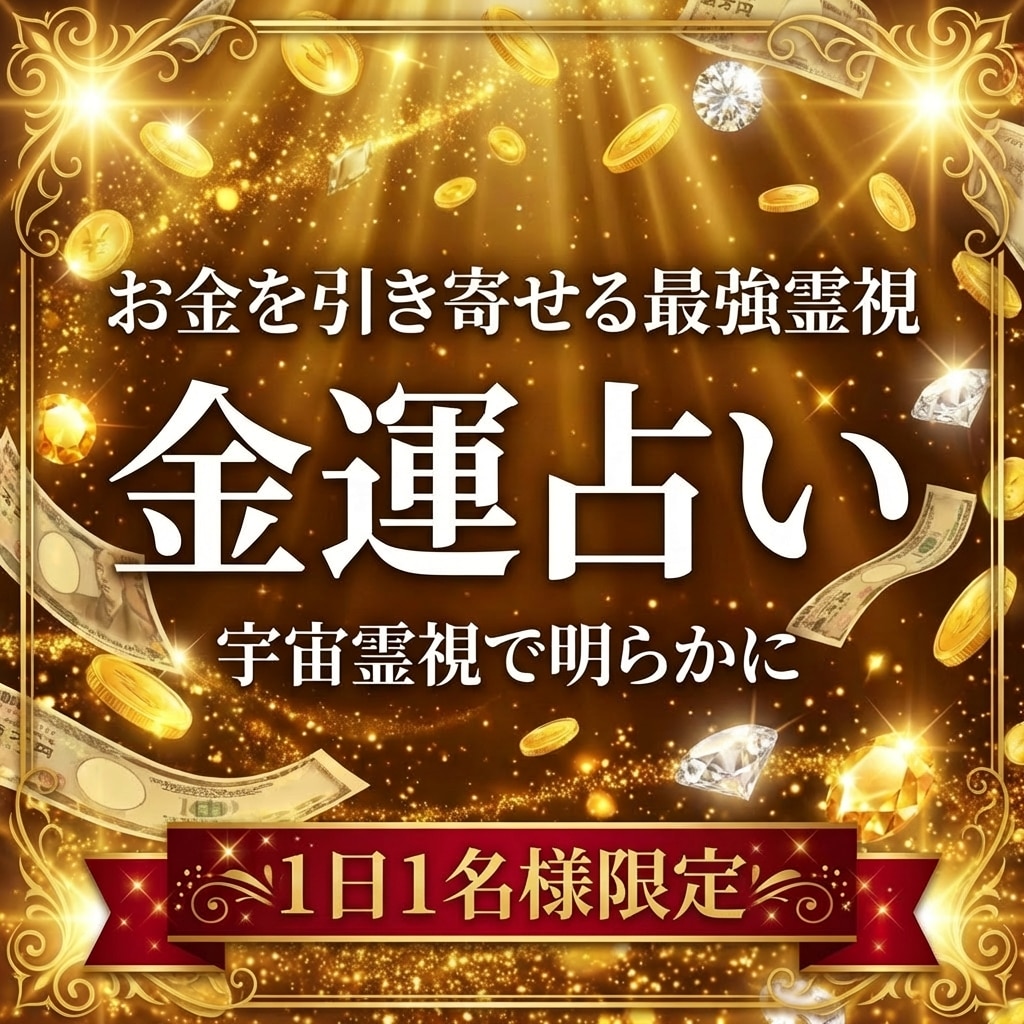 最強金運占い | 霊視でお金を引き寄せます 臨時収入、ボーナス、ギャンブル、宝くじ当選、出世を引き寄せる イメージ1