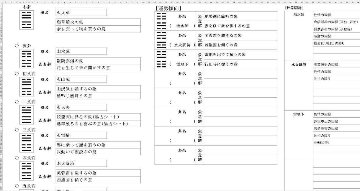 エクセルの占いツールをカスタマイズして提供します 流派や鑑定スタイルに合わせて命式/鑑定書をカスタマイズします イメージ2