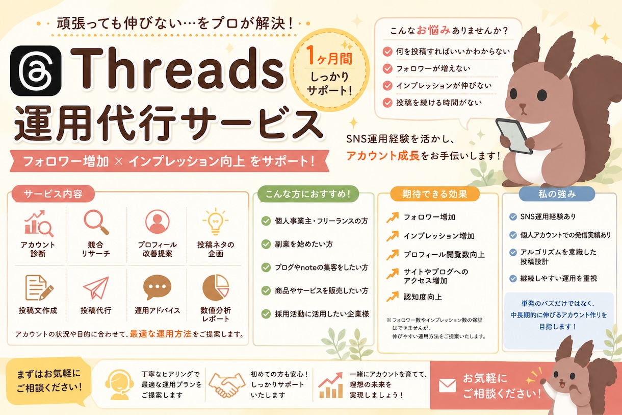 Threads運用をサポートします Threadsを使った集客や、マーケティング イメージ1