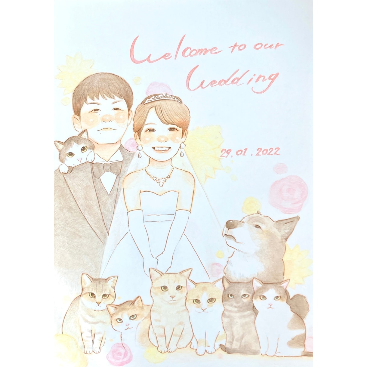 大きいサイズはこちら！かわいい似顔絵お描きします ウエルカムボードなどにおすすめ イメージ5