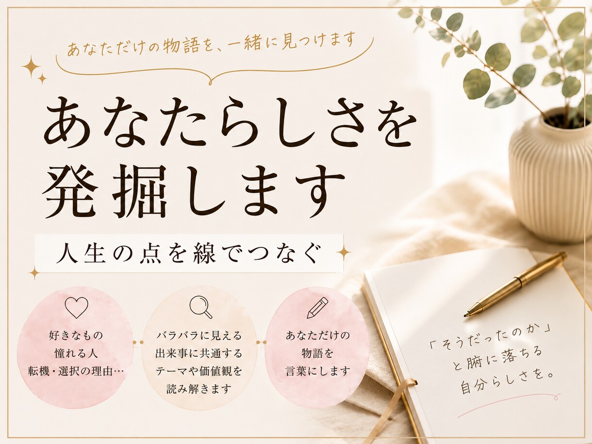 あなたらしさを発掘します 人生の点を線でつなぎ、らしさを見つける イメージ1