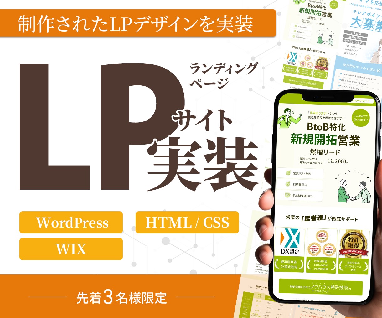 制作したLPデザインを実装します 制作したLPデザインをWEBデザイナーが実装します。 イメージ1