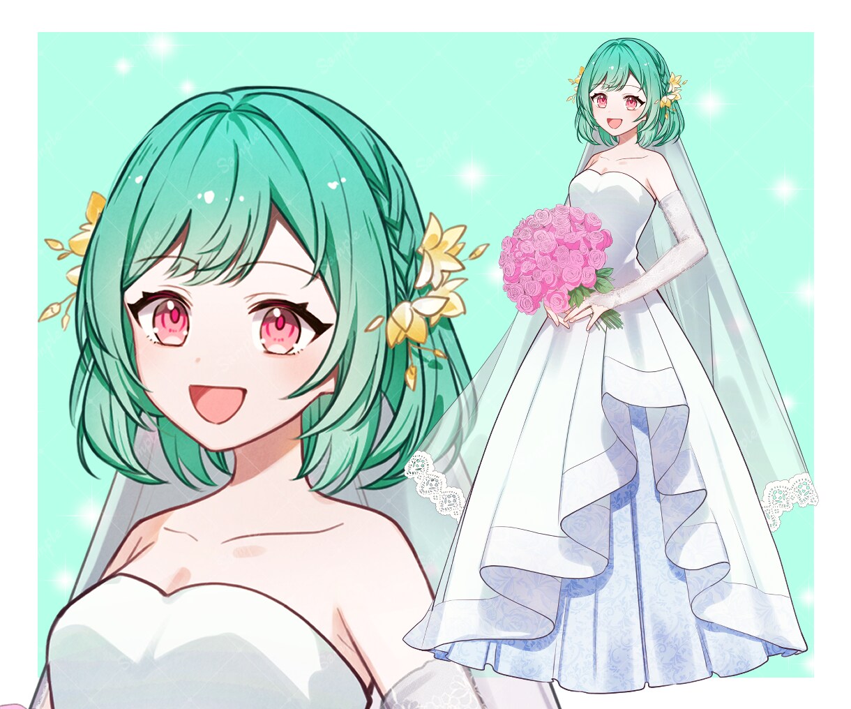 早期納品◎ウエディングドレスのイラスト描きます IRIAMでも使えます！お手頃価格で新衣装をお求めの方へ イメージ5