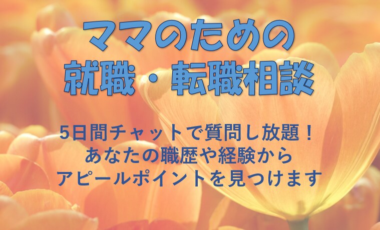 ママのための転職相談。アピールポイント言語化します アピールポイントが見つからないママ、私にご相談ください。 イメージ1
