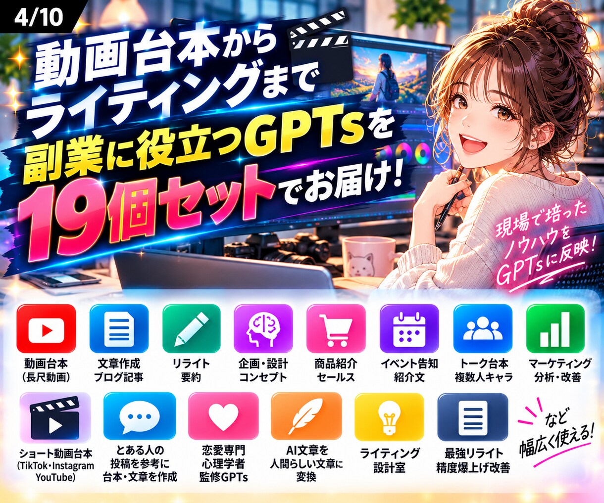 副業マスターGPTs19個セット販売します プロ動画編集者監修！完全おまかせで台本作成！便利ツールも！ イメージ4