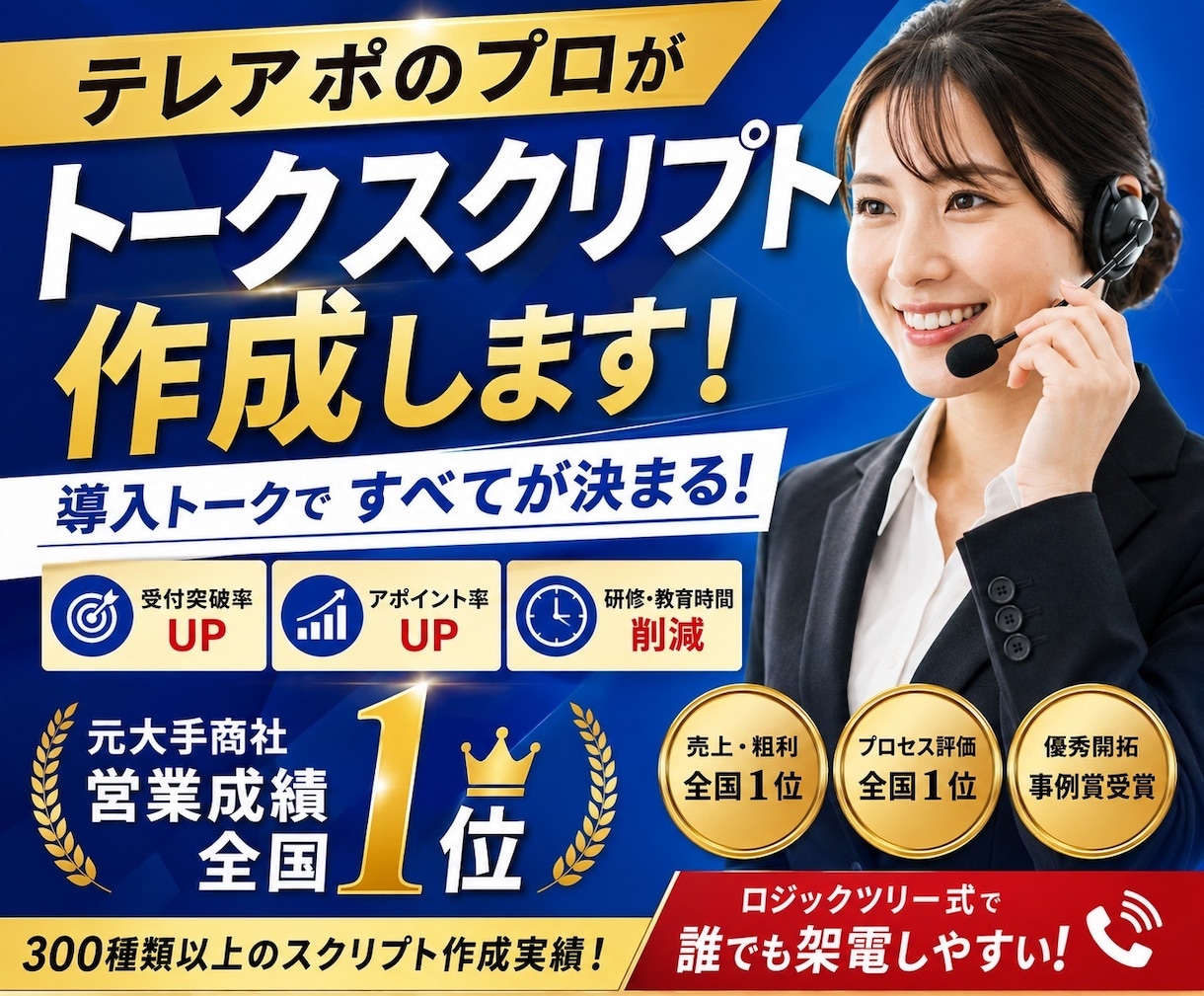 テレアポのプロがトークスクリプト作成します 大手商社のインサイドセールスにて全国1位獲得 イメージ1