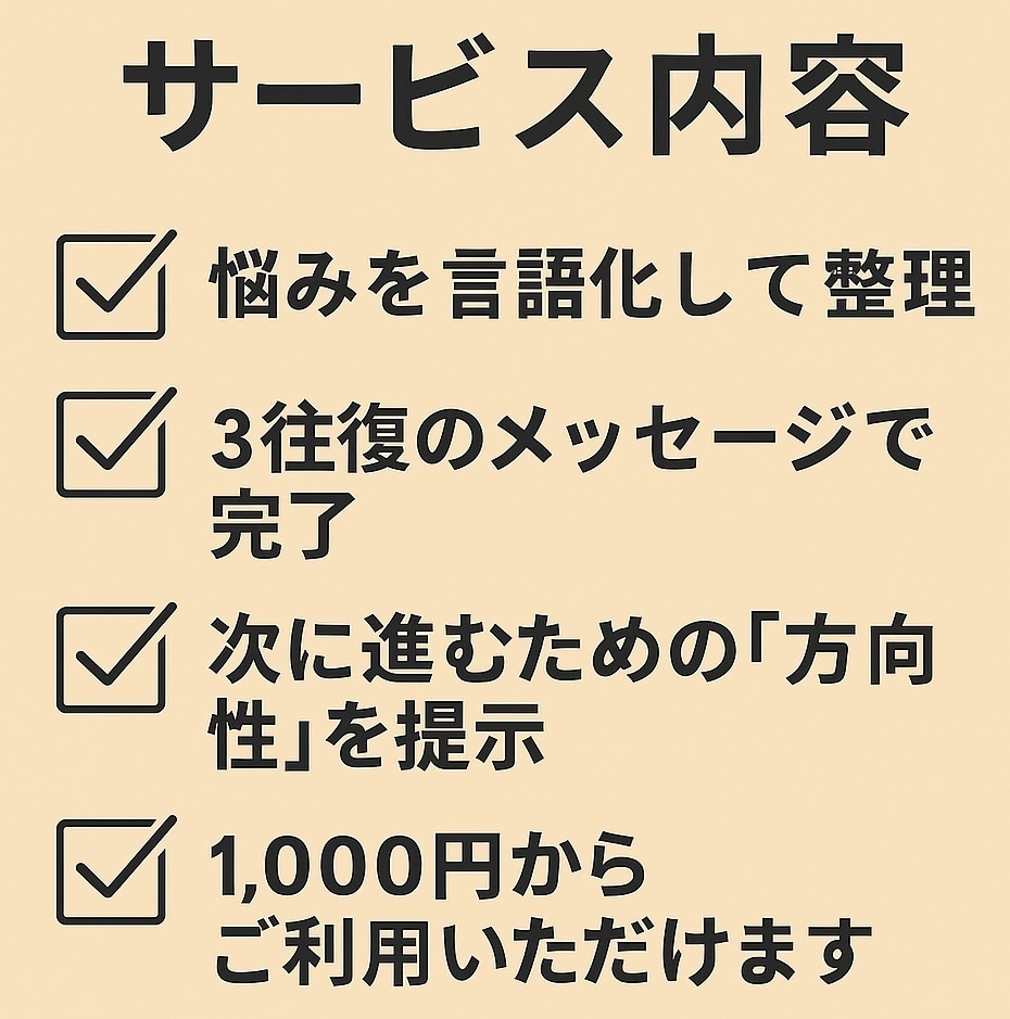 悩み整理・言語化します 考えがまとまらない方の相談受付中（1,000円） イメージ2