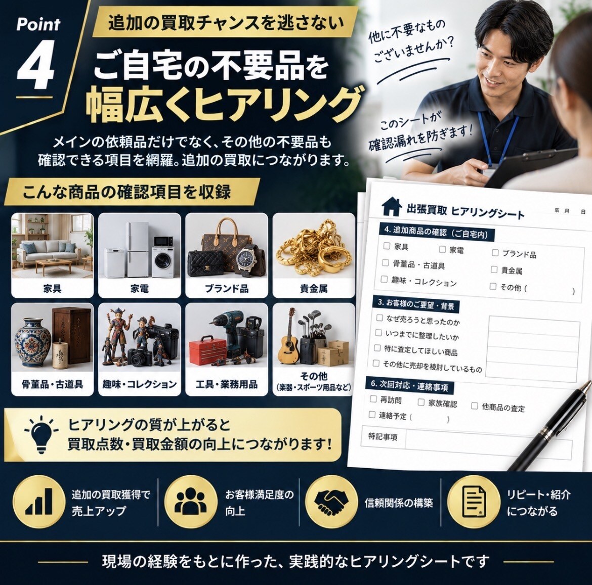 出張買取のヒアリングシートを作成します 聞き漏れを防ぎ成約につなげる現場用シート イメージ4
