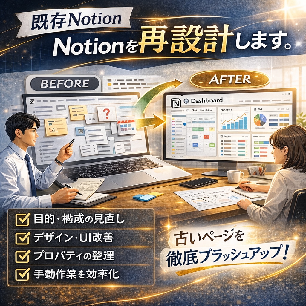 8.既存Notionを再設計します 作り直すと仕事が回る!迷子Notionを再生 イメージ1