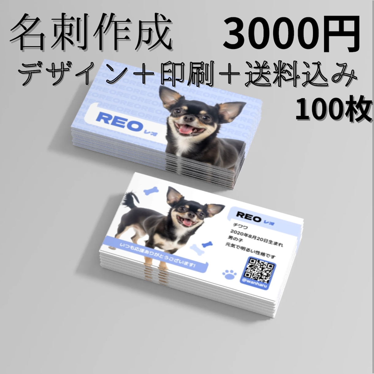 デザイン＋印刷＋送料込み 名刺作成します 【名刺作成】デザイン＋印刷＋送料込み 100枚 3000円 イメージ1