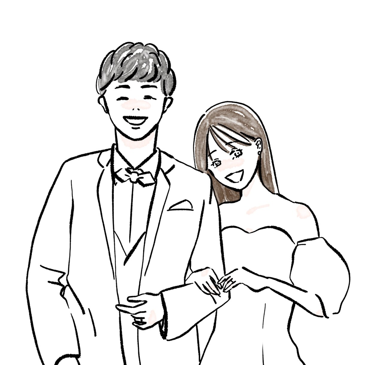オシャレな線！ブライダルイラスト描きます お写真を元にカップルのイラストデータ作成します イメージ6