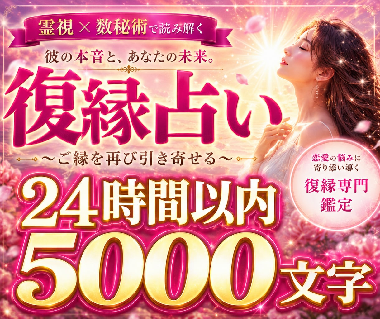 復縁したいあなたへ｜彼の本音を霊視×数秘術で視ます 彼の本音と復縁への道筋を、今日中にお届けします イメージ1