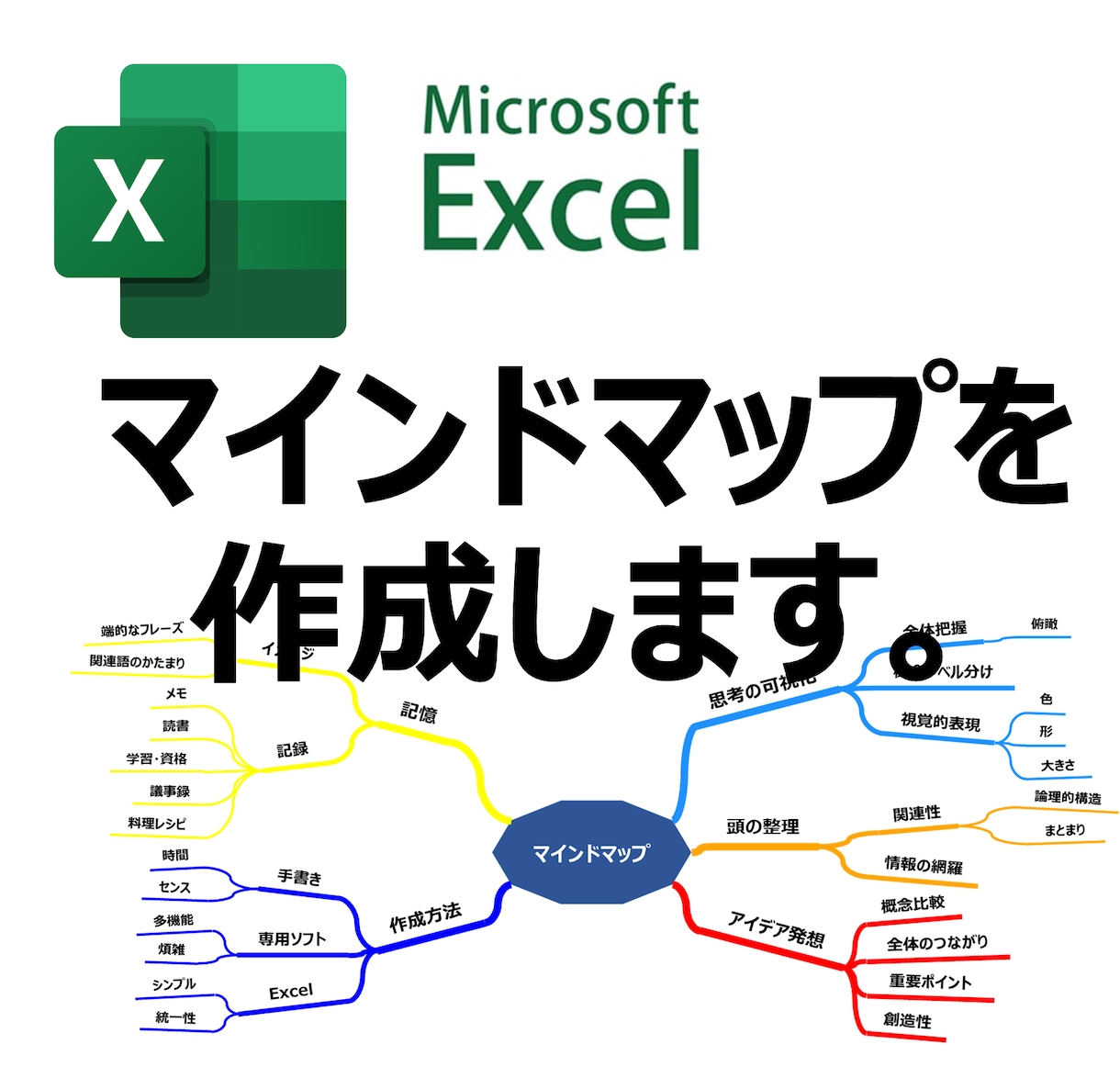 Excelでマインドマップ作成を代行します いつもExcelを使っている方にお勧め！ イメージ1