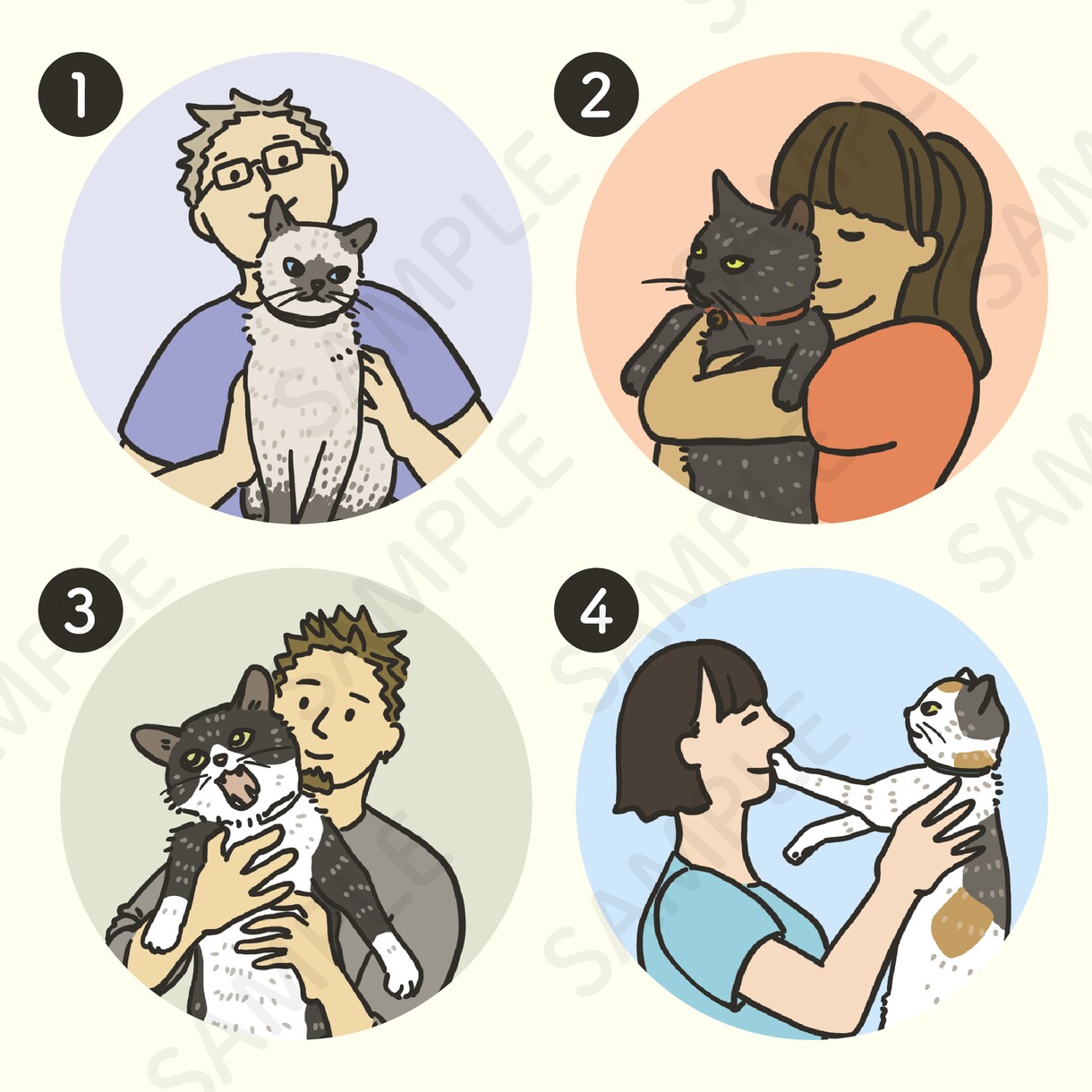 猫とあなたのツーショットアイコンお描きします ペットとあなたの素敵な関係をアイコンにします イメージ7