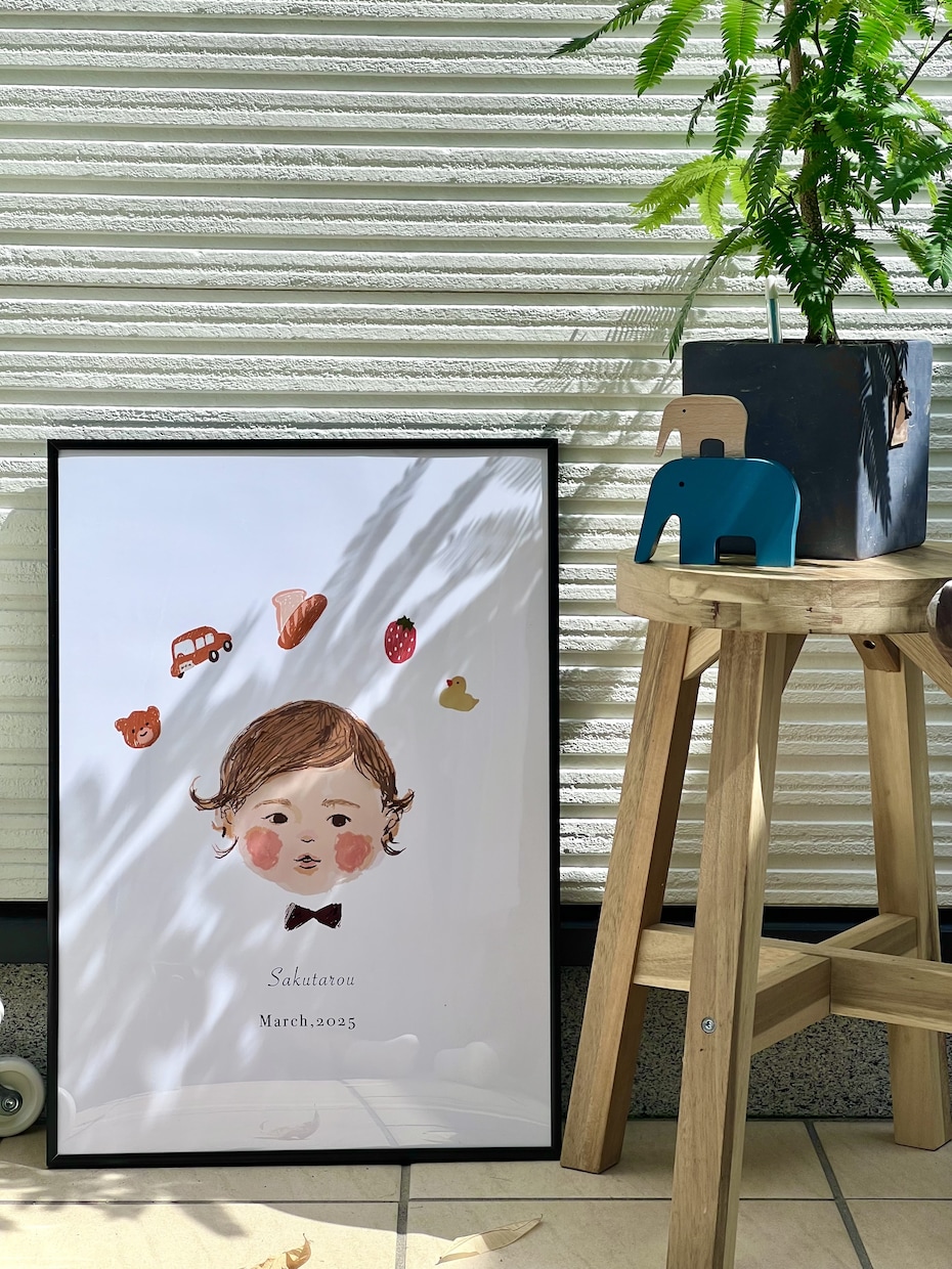 好き、を散りばめた可愛い似顔絵を描きます 誕生日や記念の贈り物にぴったりです。 イメージ1