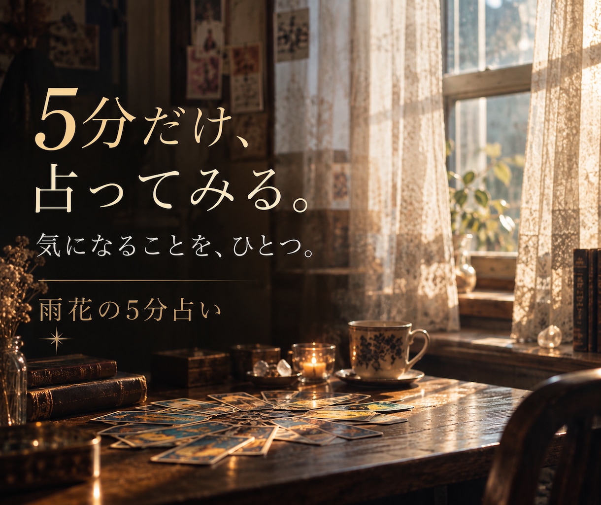 現在過去未来を5分でサクッとシンプルに鑑定します ご質問１つまで　お試し5分で気分転換　そのまま延長可能です イメージ2