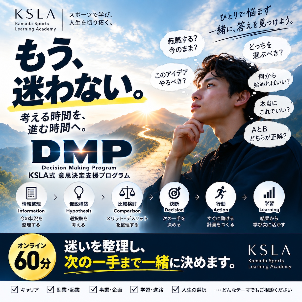 迷っている選択肢を整理し次の一手を決めます 情報整理から決断・行動まで一緒に構造化します イメージ1