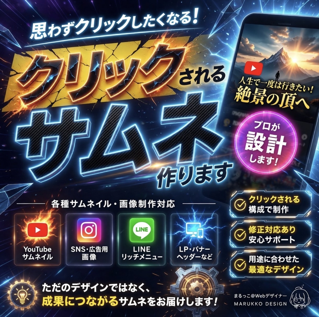 クリックされるサムネ作成します 再生数・クリック率を意識して制作します イメージ1