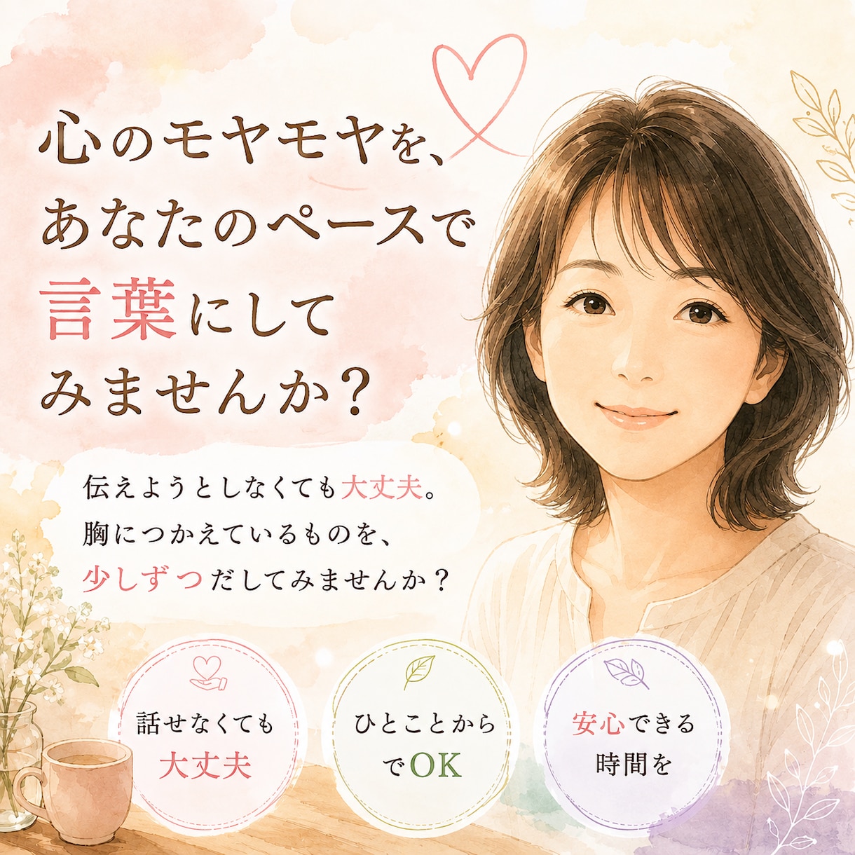 もどかしい想い、お聴きします 心のモヤモヤをあなたのペースで言葉にしてみませんか？ イメージ1