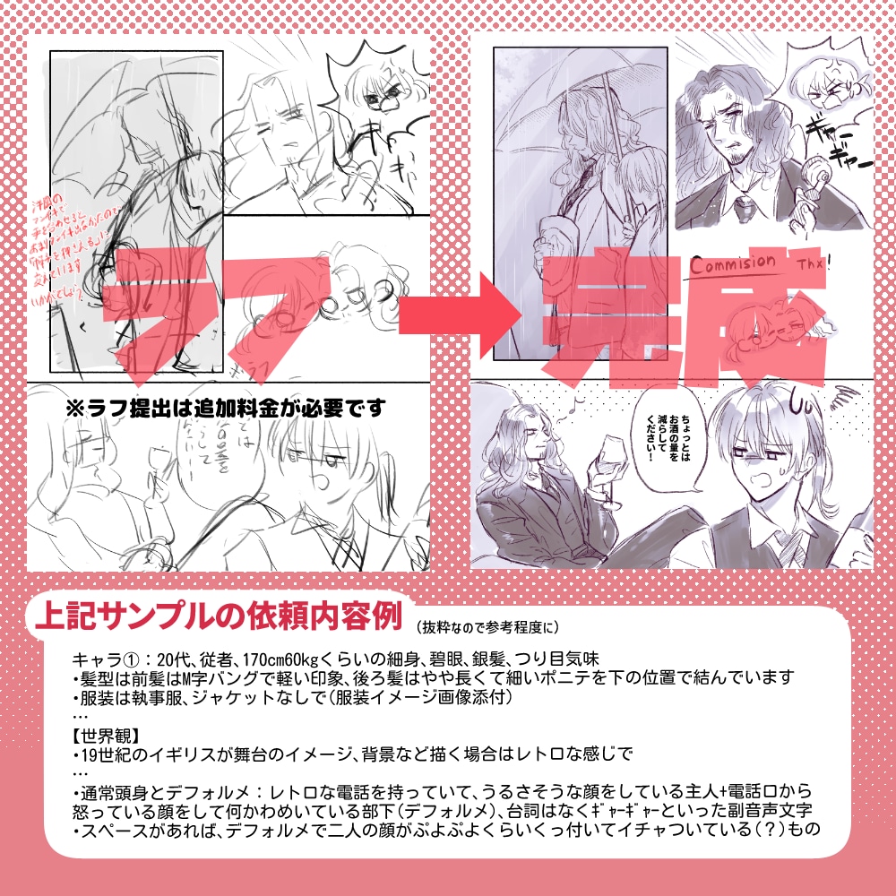7日以内！漫画風のラフな1枚絵を描きます 好きなキャラの見てみたいコマを形にします！ イメージ3
