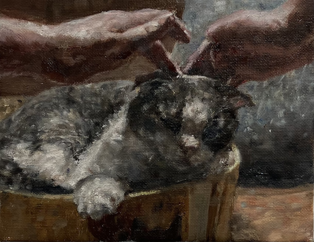 大切なペットを油絵で残します｜心を込めて制作します 大切なペットを、あたたかい色味がかった油絵に イメージ1