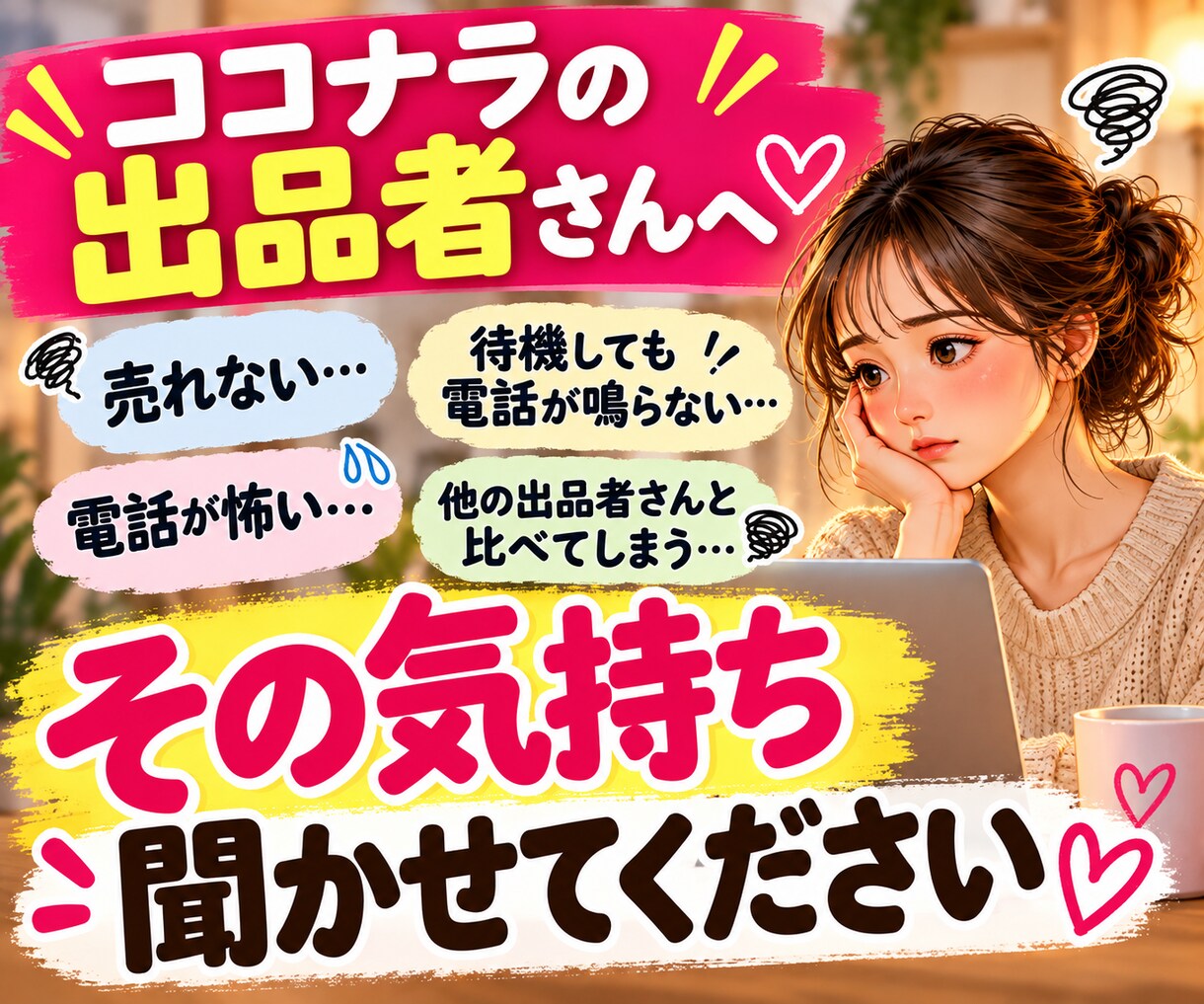 ココナラに疲れた出品者さんのお悩みお聞きします 売れない・待機がつらい…私も悩んだからこそ寄り添います イメージ1