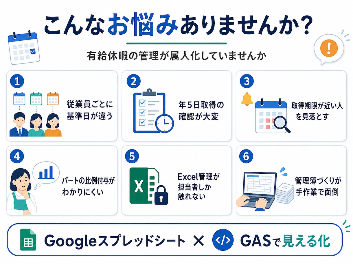 有給休暇の残日数と取得期限を自動管理します 年5日未達と期限接近を自動で見える化 イメージ2