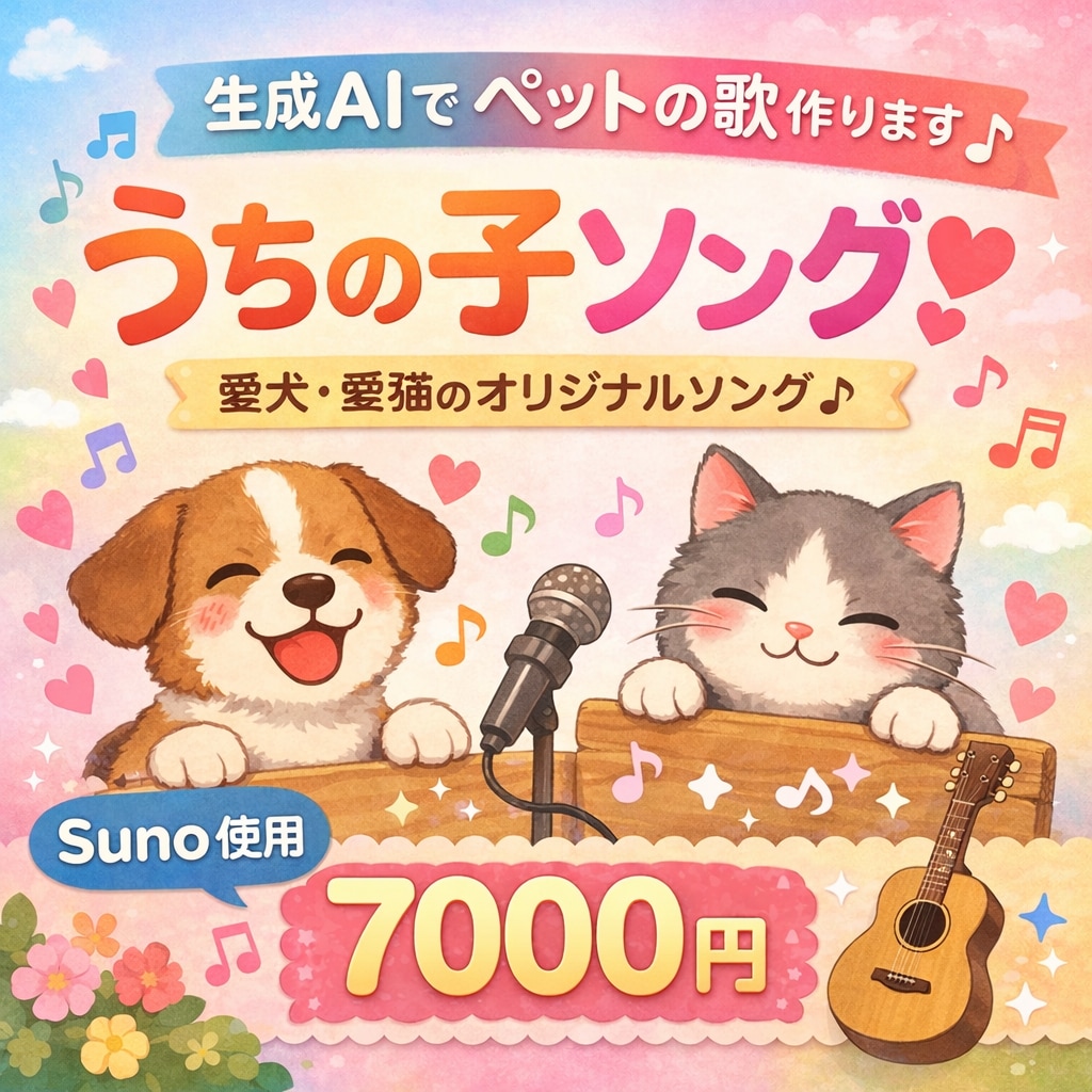 生成AI SUNOでペットの歌作ります 愛犬・愛猫の魅力を歌にします【著作権譲渡】 イメージ1