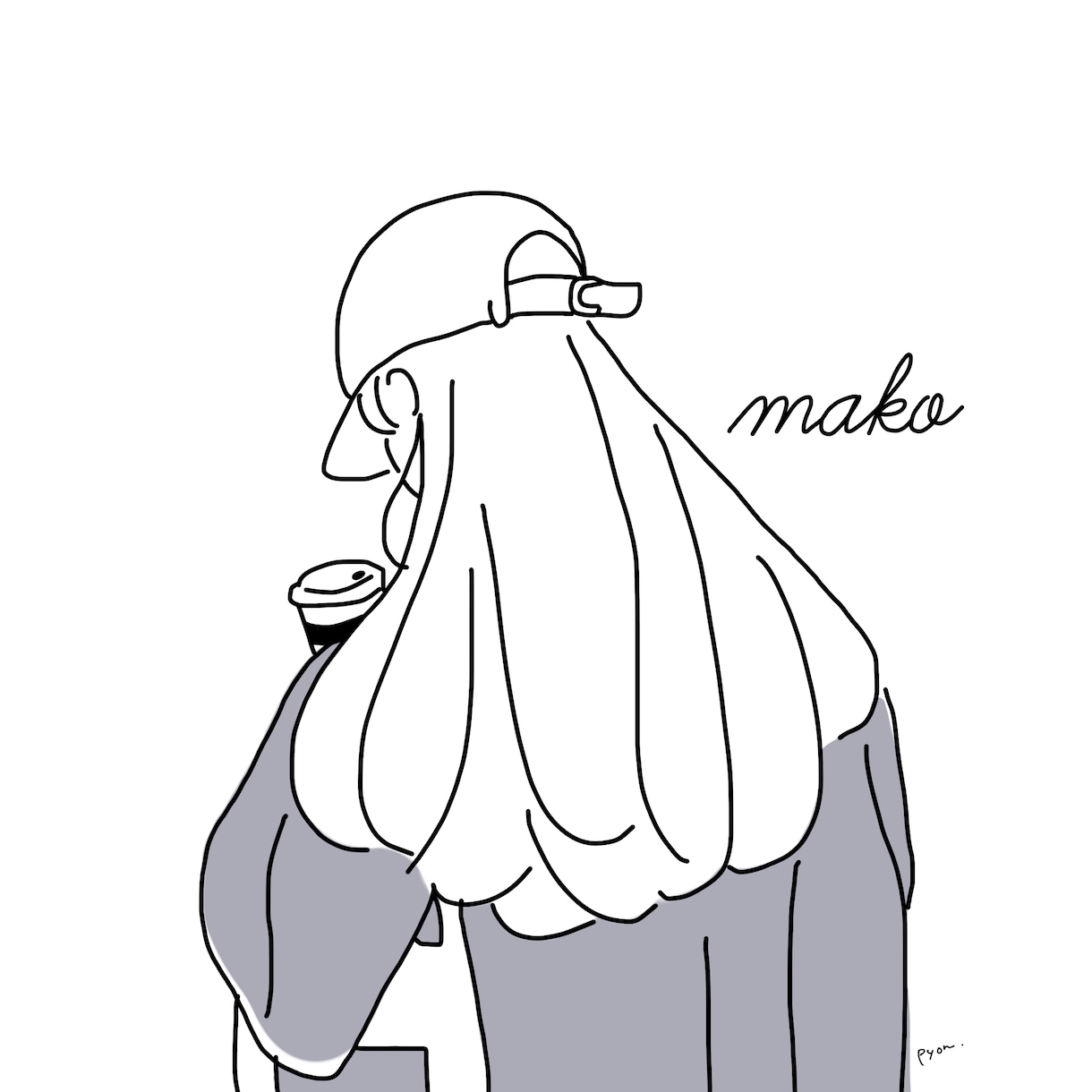 手描きのマジックペン風シンプル線画アイコン描きます 小物,カラー,肩下,名前入りの内組み合わせ4点まで無料♪ イメージ3