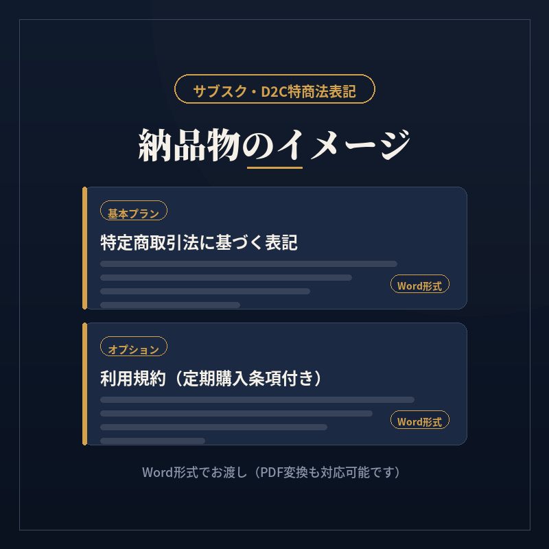 サブスクD2C事業者向け特商法表記・規約作成します 定期購入特有の解約トラブルを予防する表記を作ります イメージ3