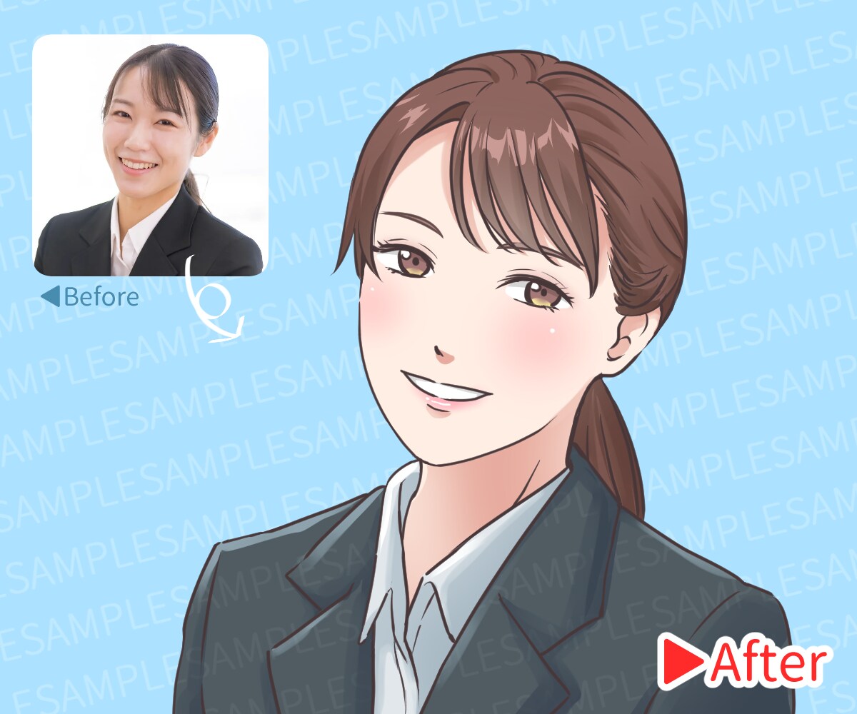 好感度アップ◆アニメ調のイラストや似顔絵描きます 商用・二次利用◎写真がなくてもOK◎清潔感・誠実さが伝わる！ イメージ8