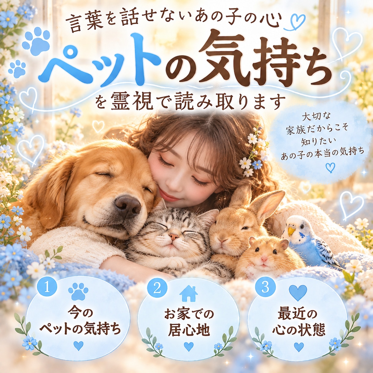 大切なペットの「今の気持ち」丁寧に読み取ります 大切なその子の心を知るための小さなきっかけを イメージ1