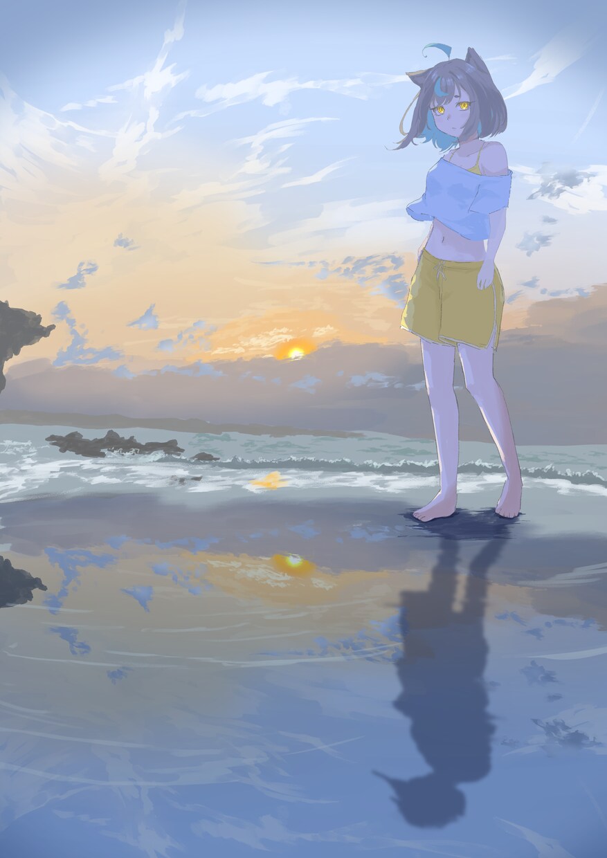 夏と青の空気感アイコン描きます 夏の空気と透明感のあるイラストを描いています イメージ3