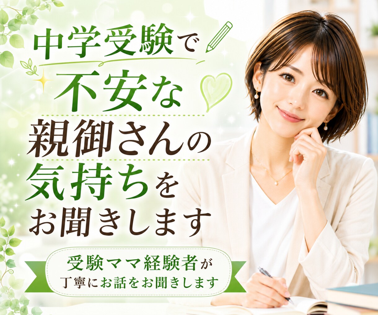 中学受験で不安な親御さんの気持ちをお聞きします ☘️元お受験ママ/メンタル/塾/志望校/家庭内対応/不安 イメージ1