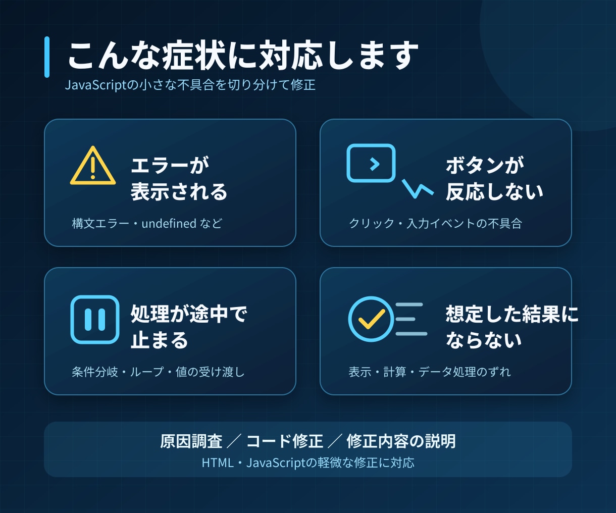 ChatGPTで作ったJSのエラーを修正します JavaScriptの不具合を原因調査から直します イメージ2