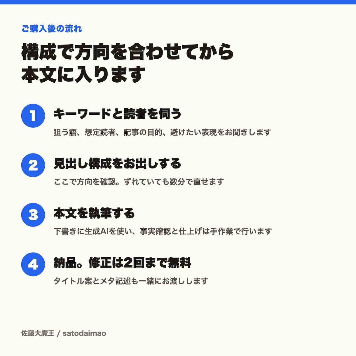 更新が止まったブログを3000字の記事で動かします キーワードを渡すだけ。構成から書いて丸ごと納品します イメージ2