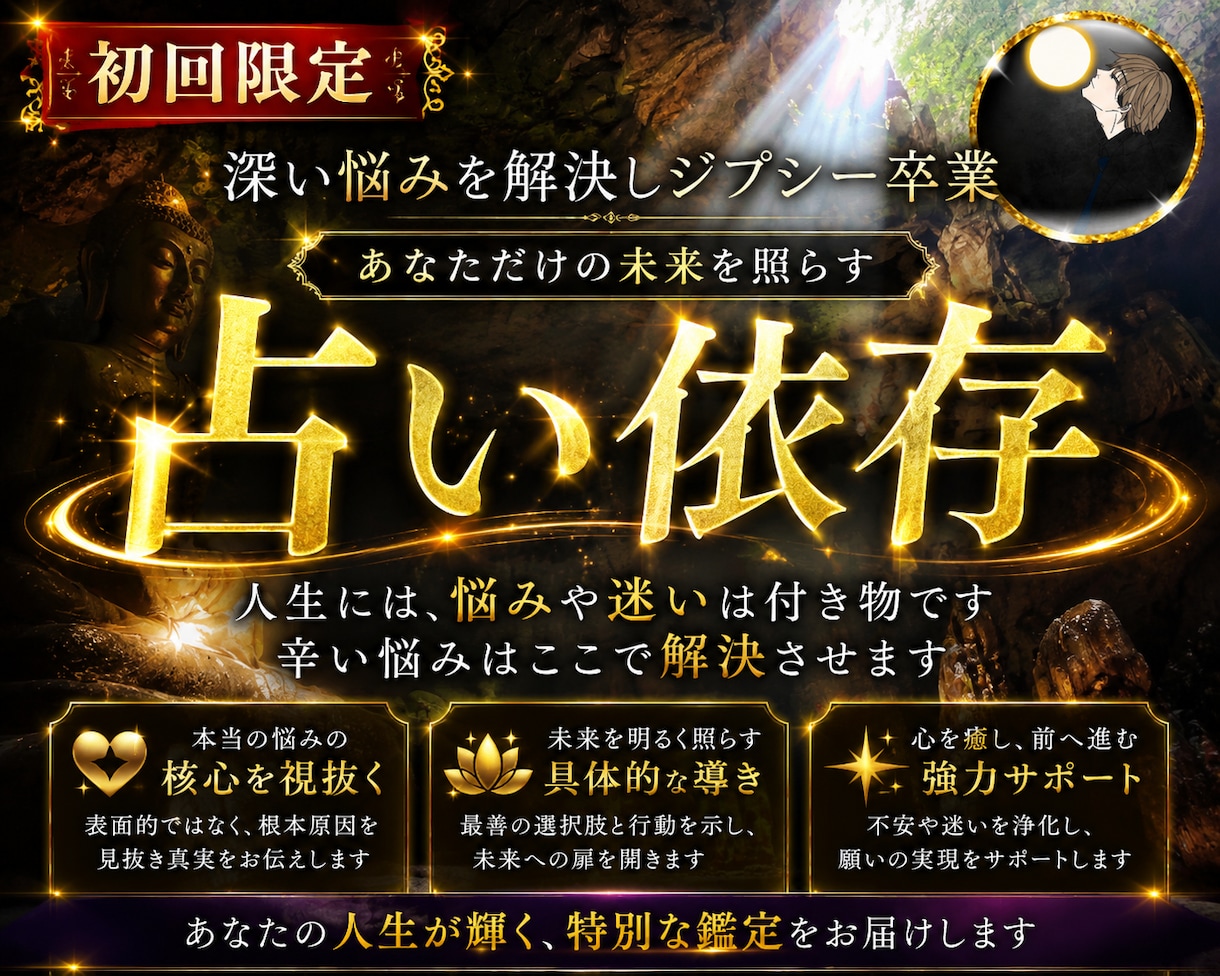 究極の霊視鑑定！あなたの占いジプシーを終わらせます 恋愛・結婚・不倫・仕事・お金など、様々なお悩みを解決します。 イメージ1