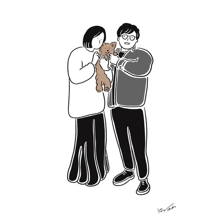 ペットと2ショットイラスト描いてます シンプルだけど温かみのあるイラストです イメージ7
