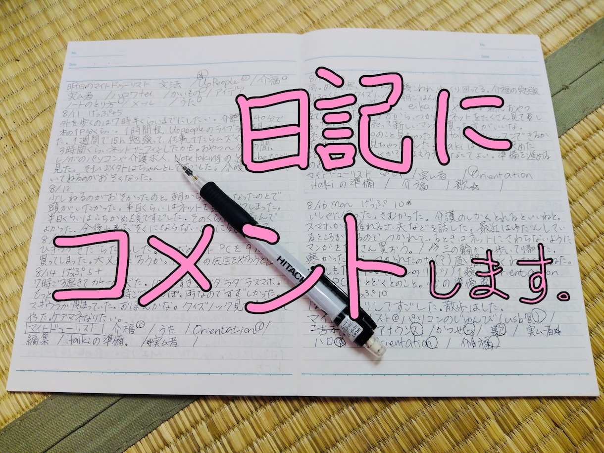 日記にコメント付けます 1日1回10日間、あなたの日記をチェックしてコメントします イメージ1