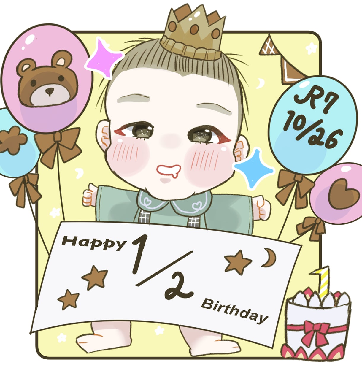 成長記念に♡可愛い赤ちゃんの似顔絵描きます アイコン/Instagram/x/プレゼント/鑑賞用/記念 イメージ1