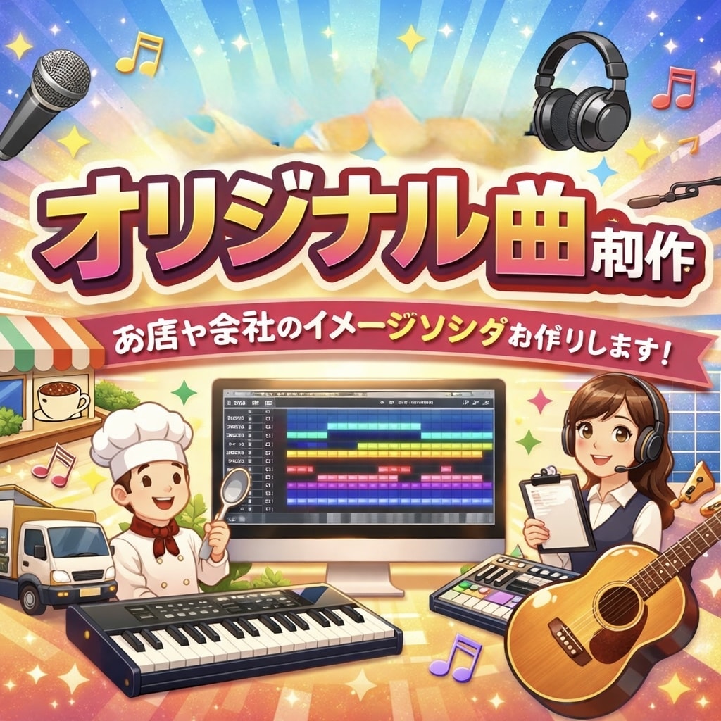 お店や会社のオリジナルテーマ曲作ります 著作権フリーのAIで作曲致します。 イメージ1